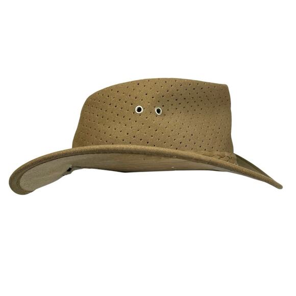 EUC - Aussie Chiller Soak Me Brown Perforated Faux Suede Hat - Picture 4 of 8
